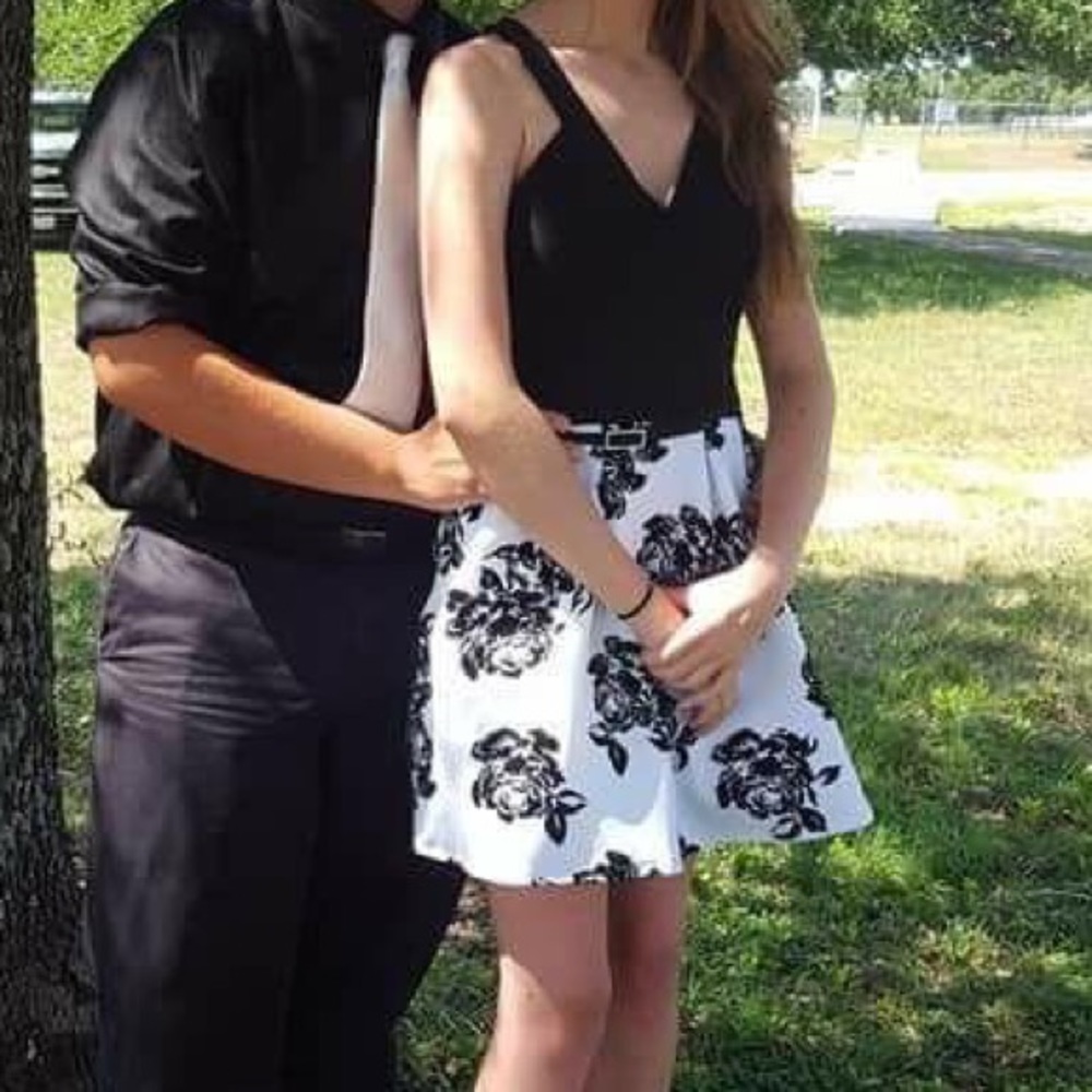 Black and white prom dress